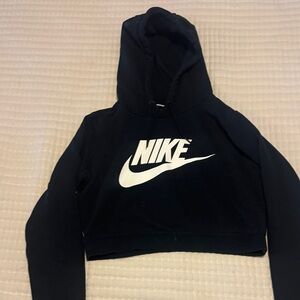 Nike Black and White Cropped Hoodie